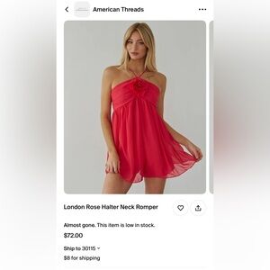 hot pink/dark rose colored light weight american threads size medium romper